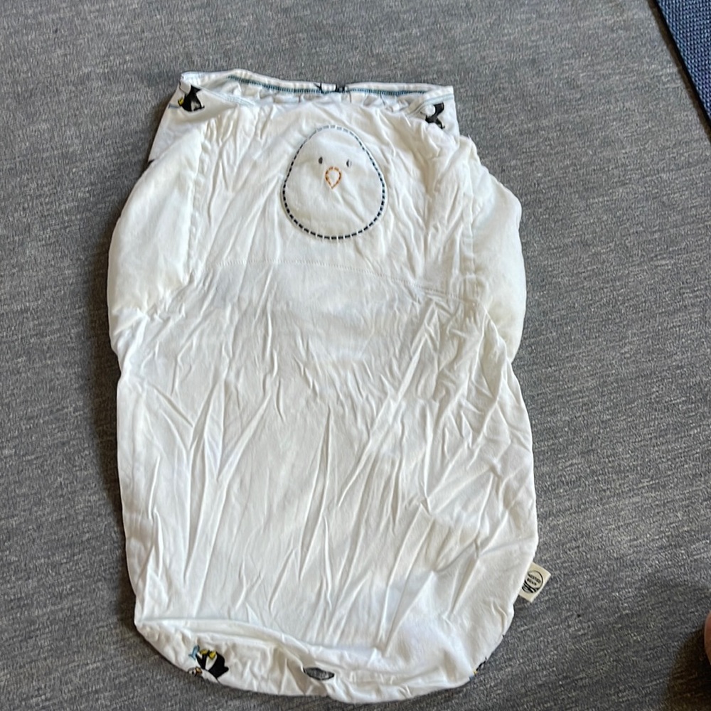 Nested Bean White Sleep Sack with Penguin Face Embroidery